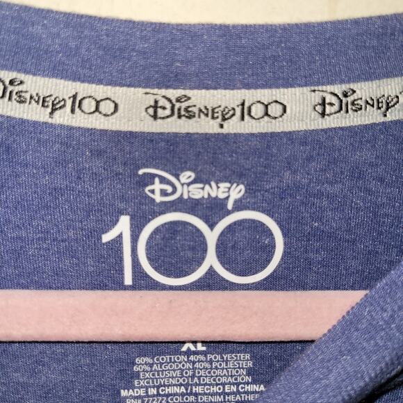Disney 100 Year Celebration Mickey Mouse Front & Back Hit Blue T-Shirt Size XL - Picture 5 of 5